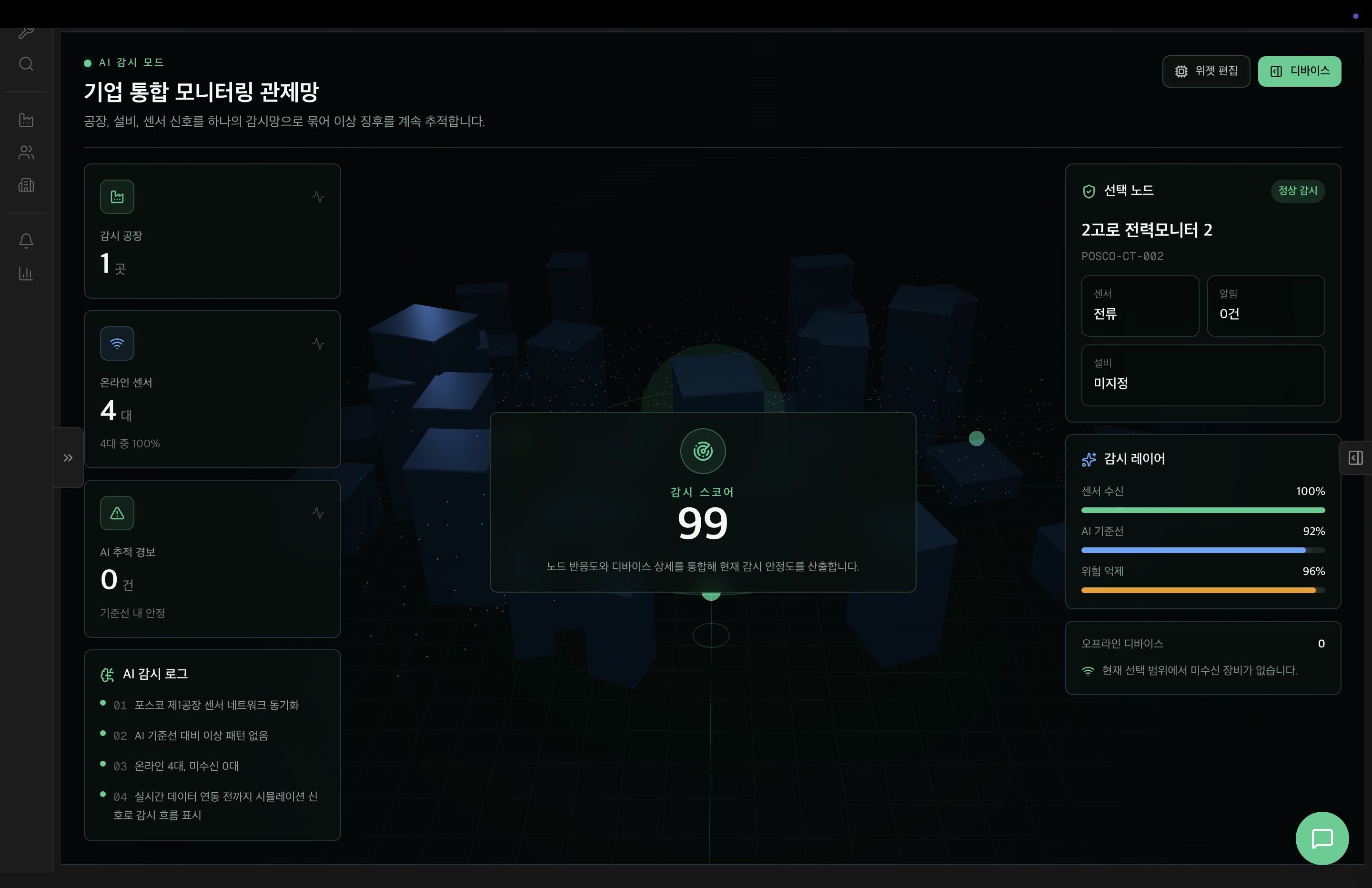 Ai.Plug AI 감시 모드 관제 UI